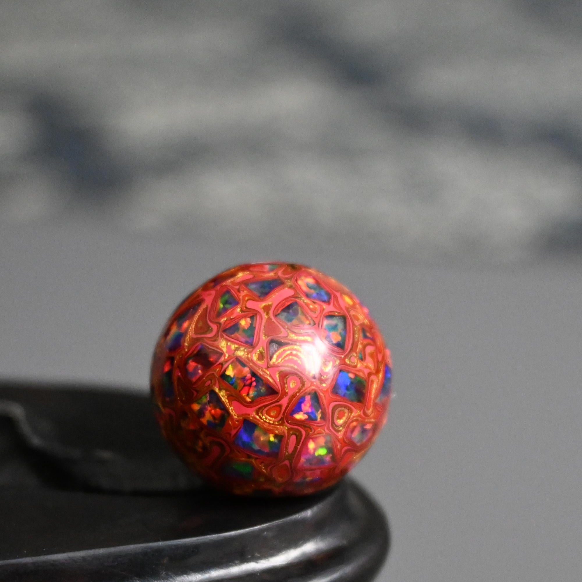 Single Bead | 15mm (0.59inch) Lacquer bead with opal inside