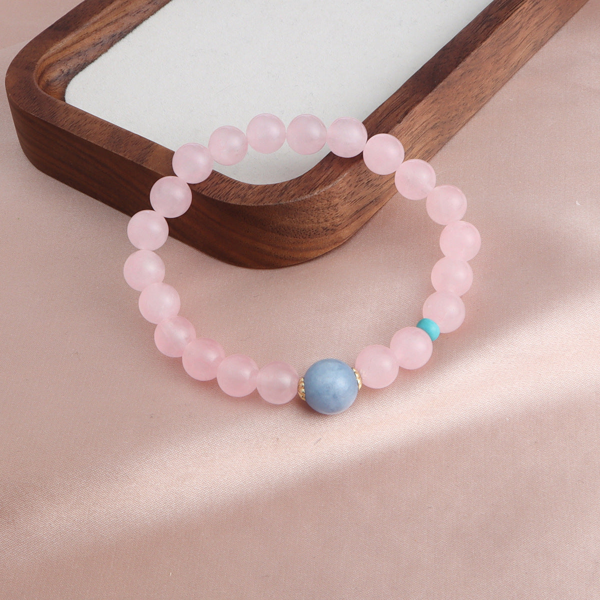 Bracelet with Natural Lepidolite, Sunstone, and Rose Quartz.