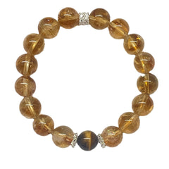 Natural Yellow Tower Quartz, Ice-Cracked Clear Quartz, and Tiger’s Eye Energy Crystal Bracelet