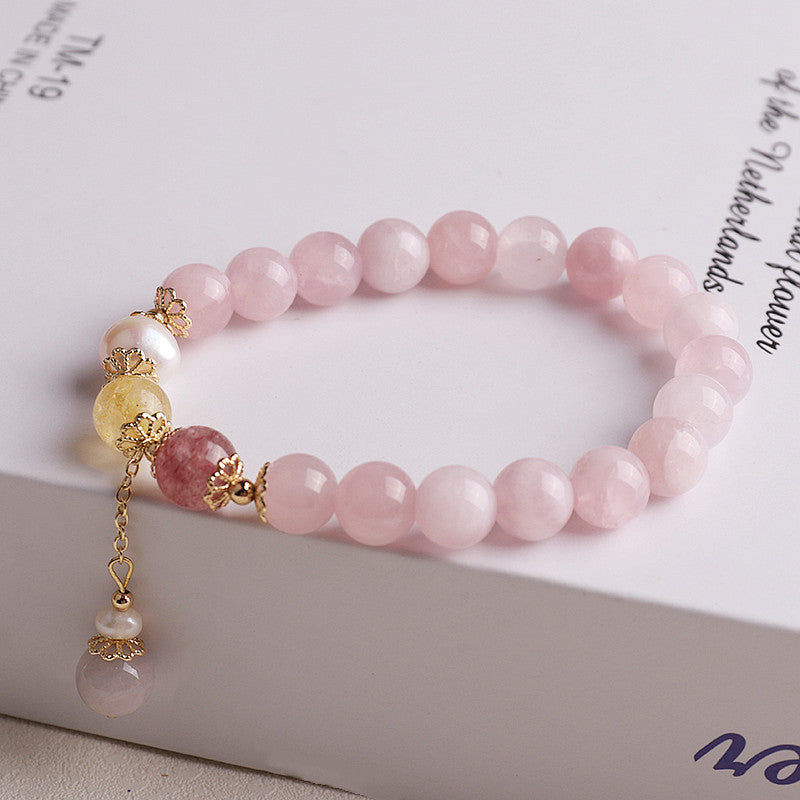 New Natural Aquamarine Bracelet and Rose Quartz Bracelet for a Fashionably Elegant Look.