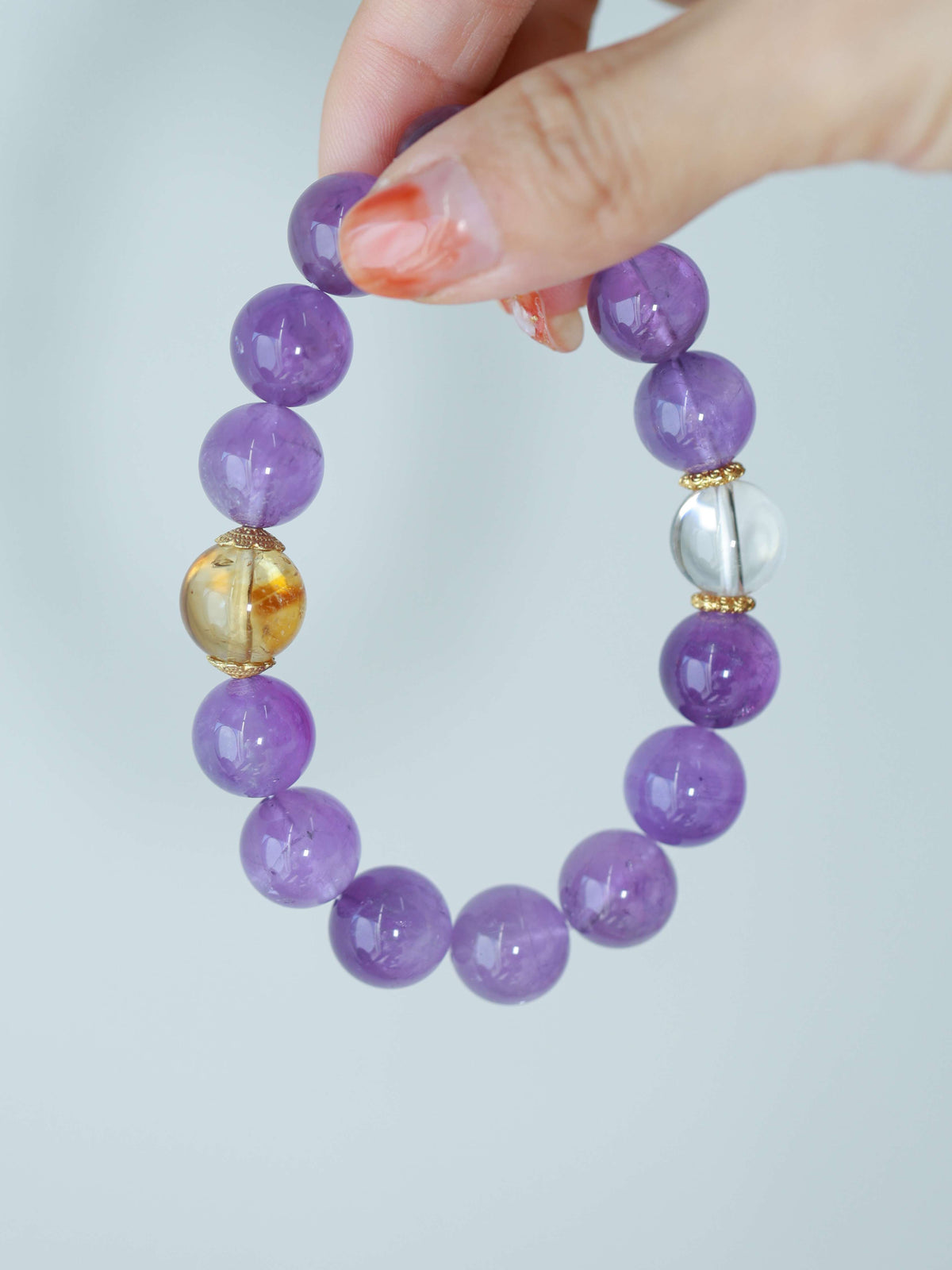 Original Handcrafted Amethyst Bracelet for Good Fortune and Positive Energy