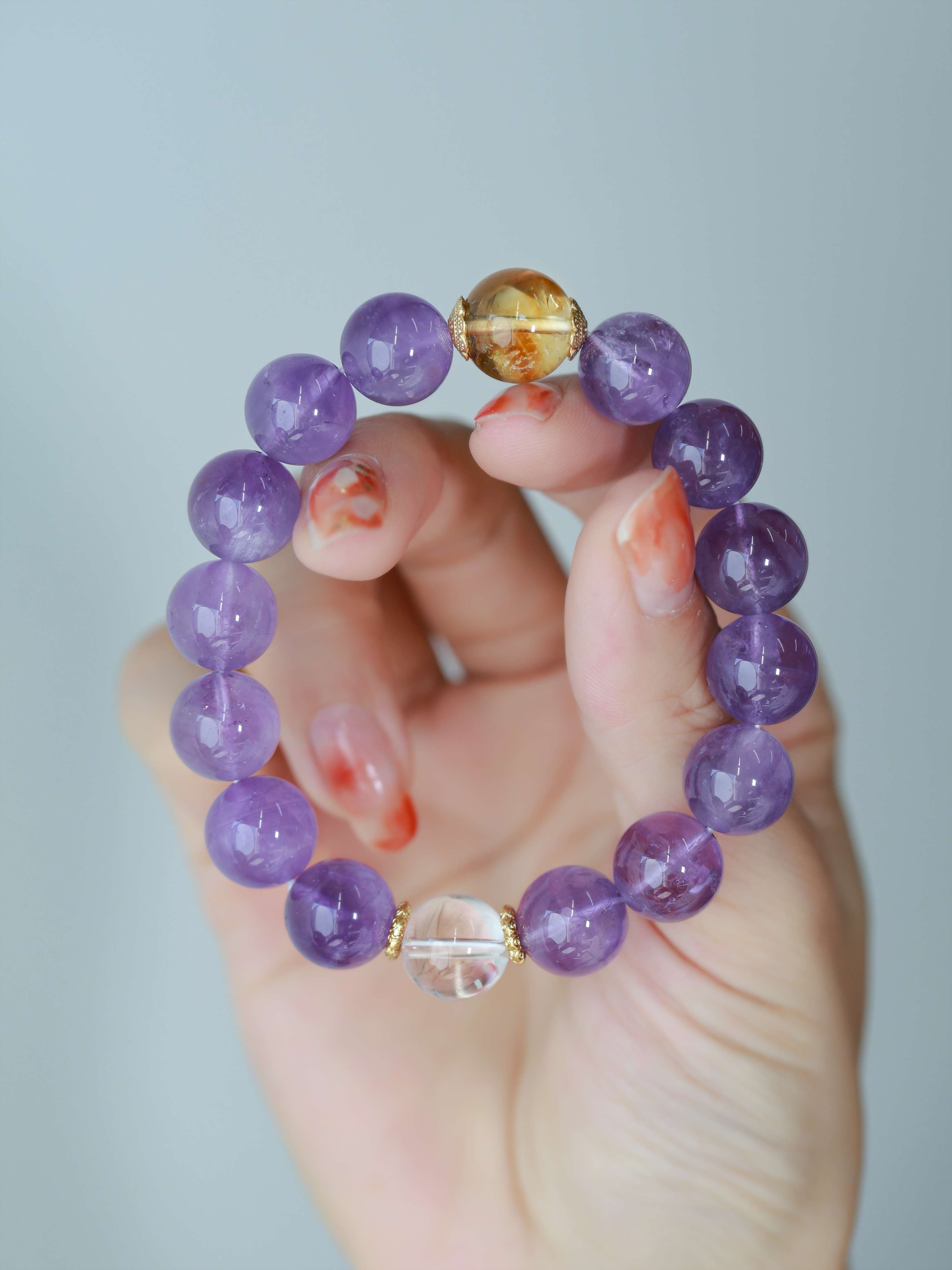 Original Handcrafted Amethyst Bracelet for Good Fortune and Positive Energy