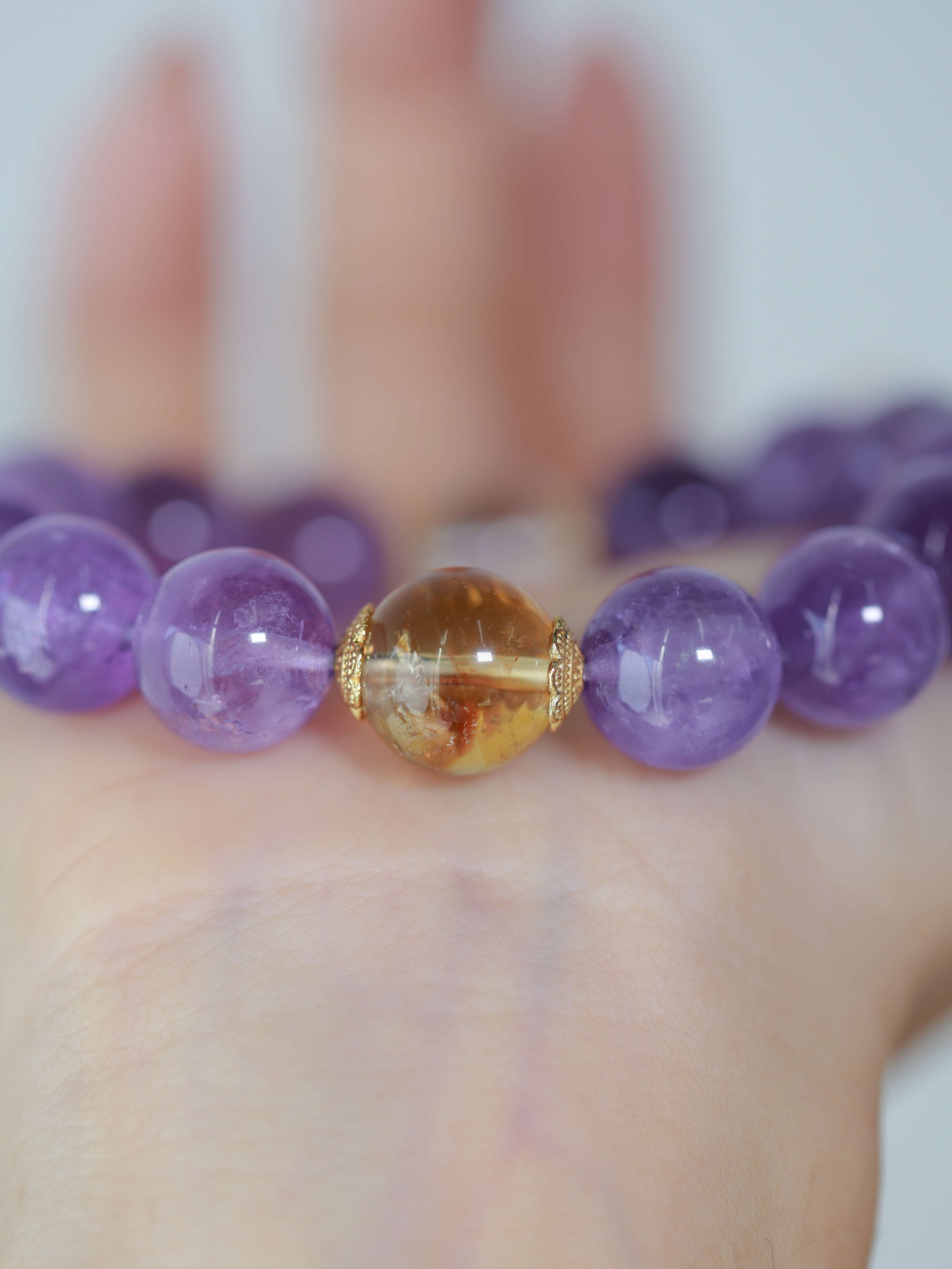 Original Handcrafted Amethyst Bracelet for Good Fortune and Positive Energy