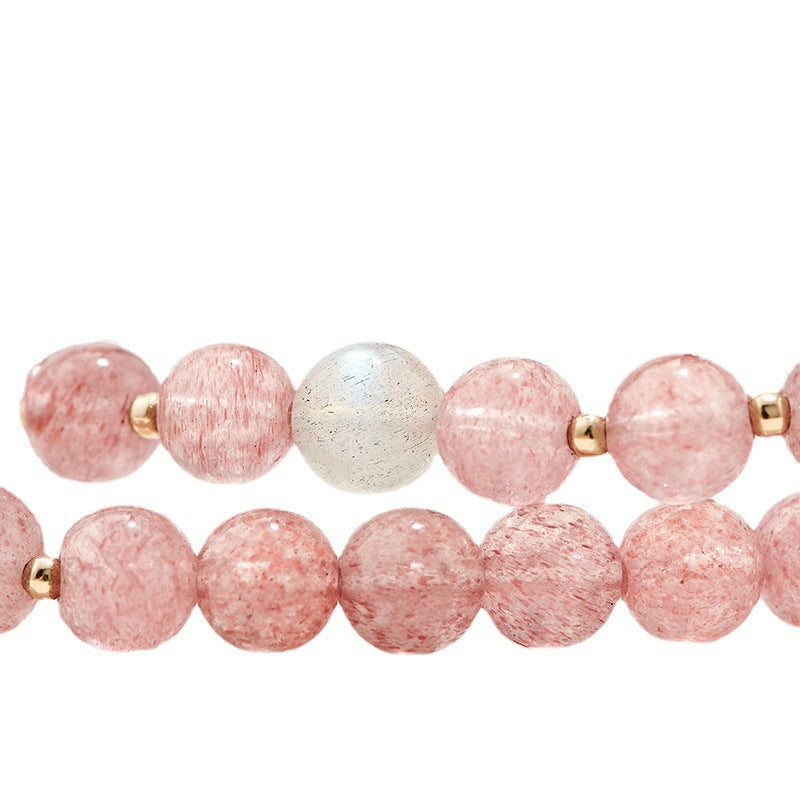 Strawberry Quartz Crystal Bracelet for Women with Moonstone and Rose Quartz – A Perfect Gift for Friends