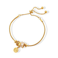 Zircon Pull-Clasp Bracelet in 18K Gold-Plated Titanium Steel